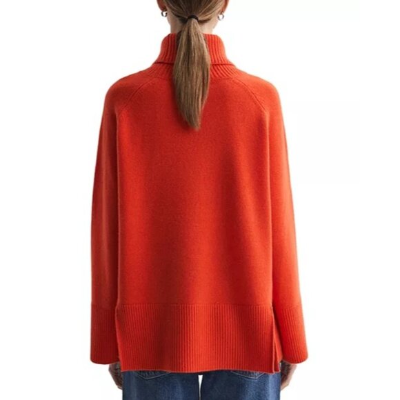 REISS Edina Cashmere Blend Roll Neck Sweater in Orange Size L - Picture 3 of 13